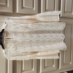 Micheal Kors Ivory Lace Bell Sleeve Blouse